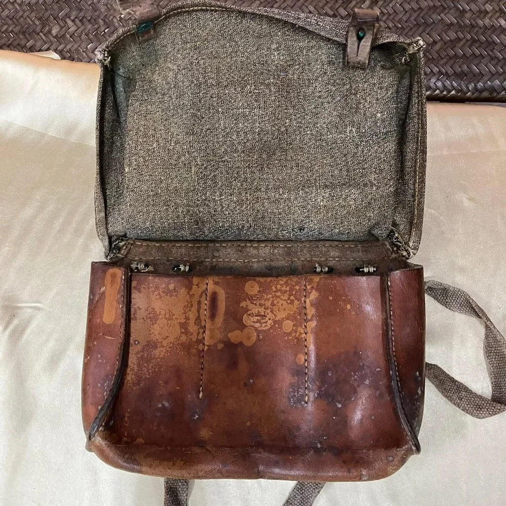 Very Old LEATHER CANVAS used laptop bag one of a kind Shoulder bag